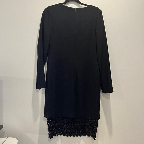 Vintage Rouie Black Lace Minimalist Modest Midi Sheath Dress Made in Canada sz M - Picture 7 of 8